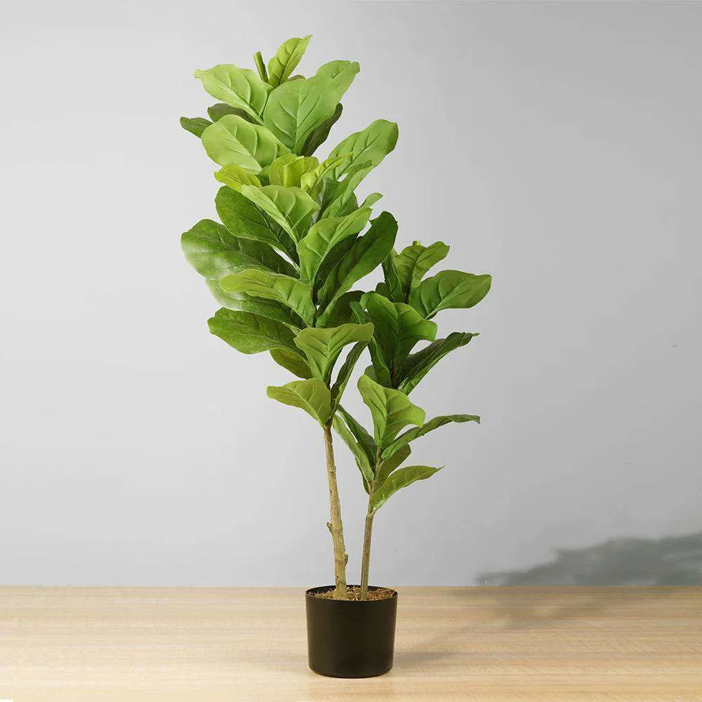 Pianta in vaso a foglia di violino ricca artificiale (dimensioni multiple）