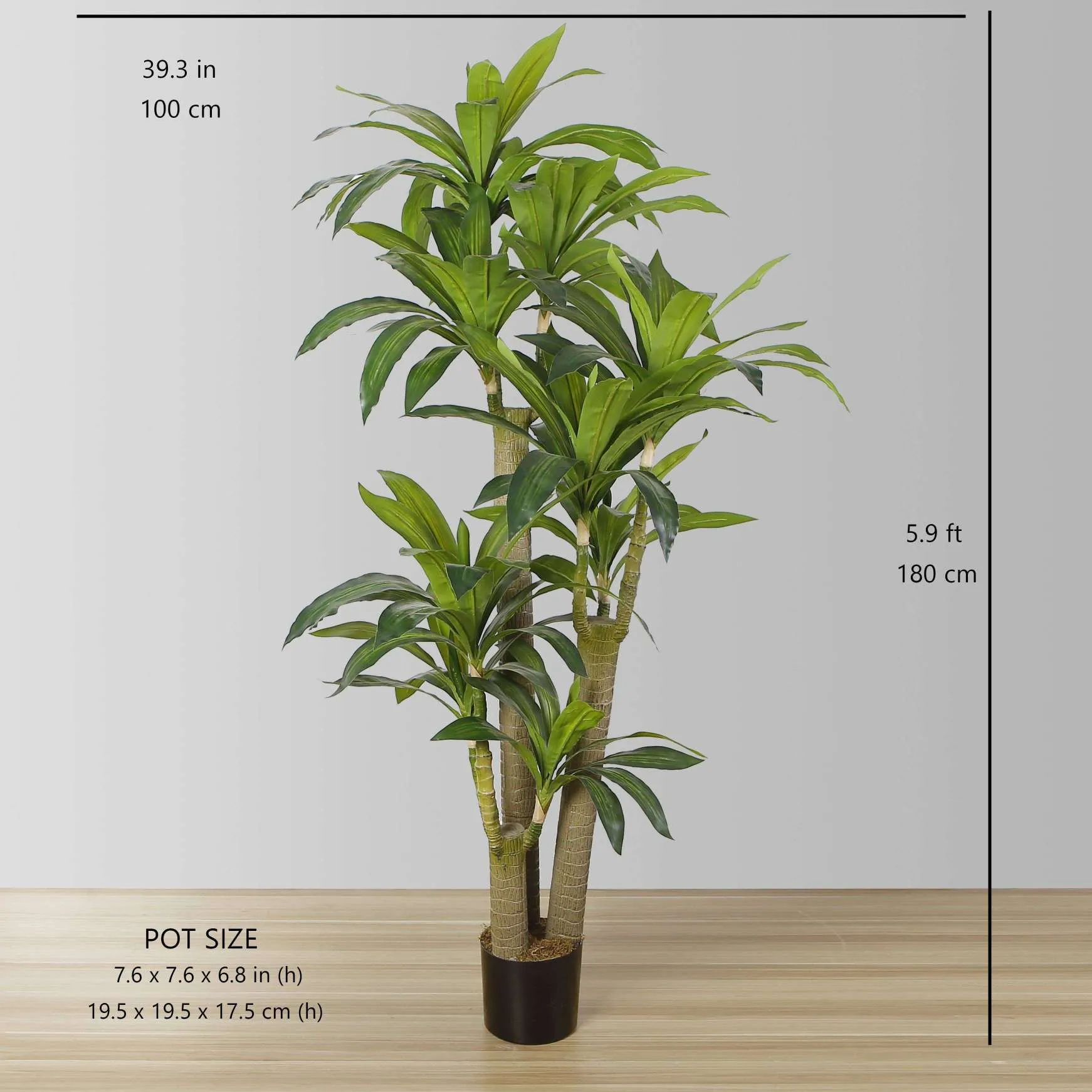 Pianta in vaso artificiale Draecena Tree (dimensioni multiple)