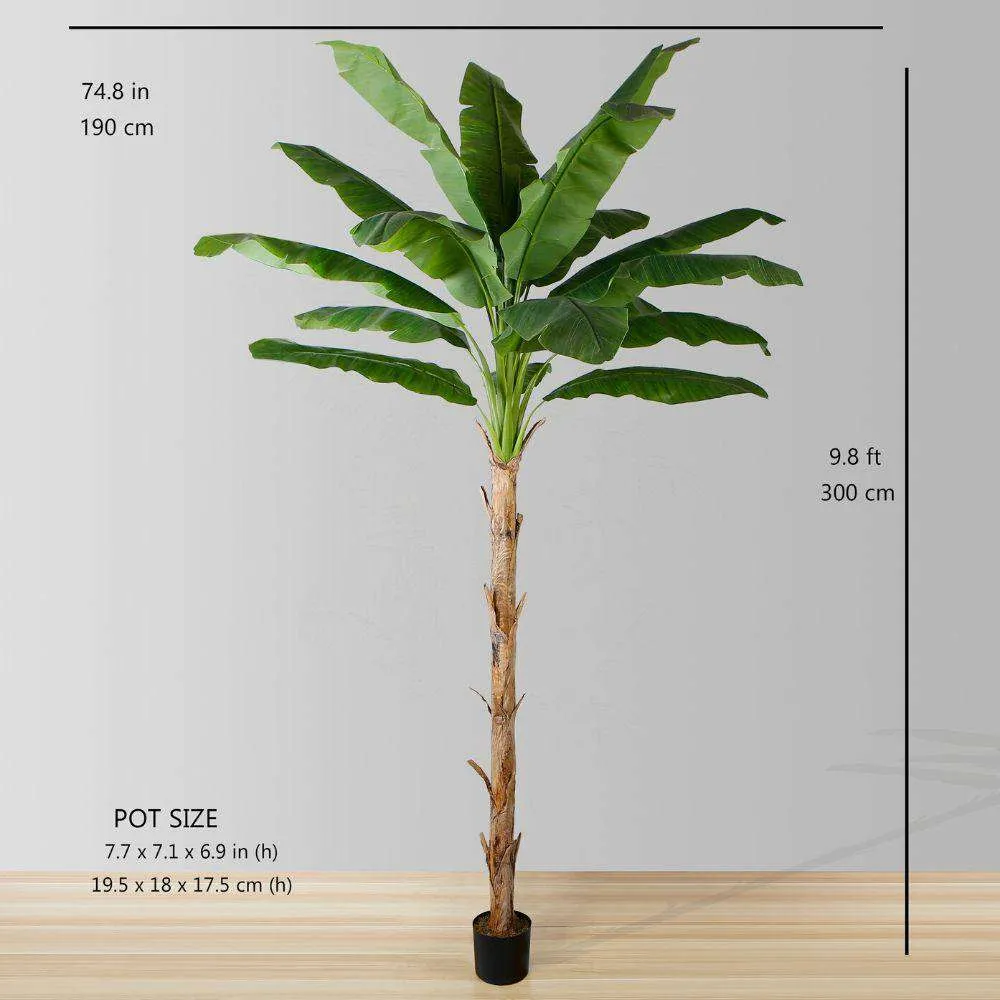Pianta in vaso di banana artificiale ambra